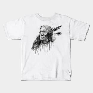 Native American Portrait Black and White Kids T-Shirt